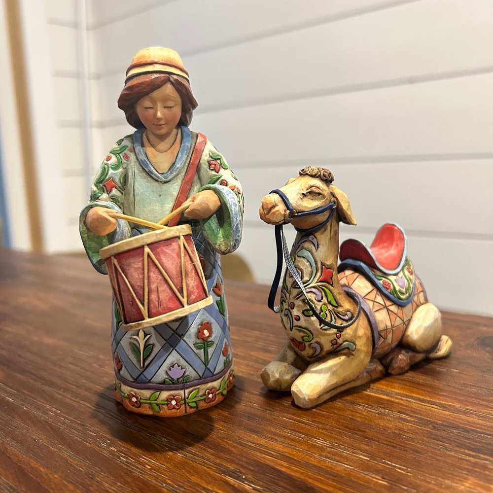Jim Shore Drummer Boy and Camel Figurines
